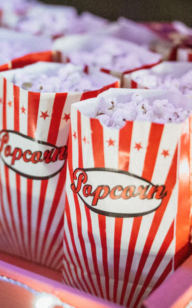 close up of popcorn bags