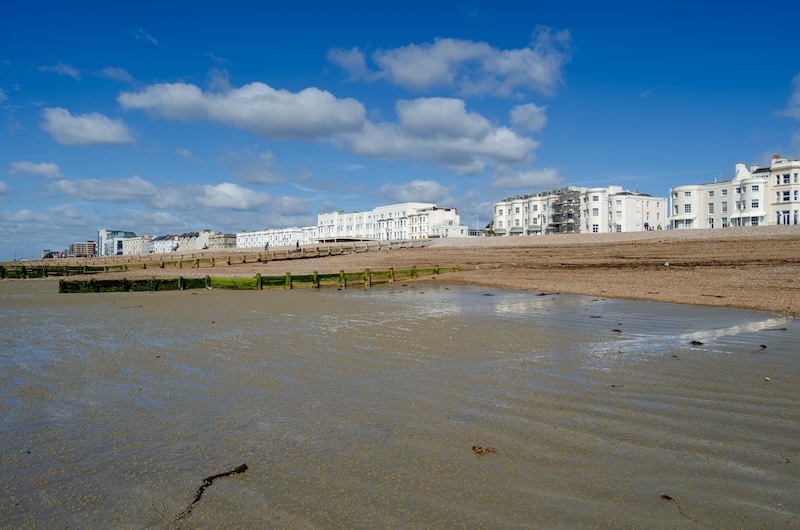 sandy beach view in west sussex